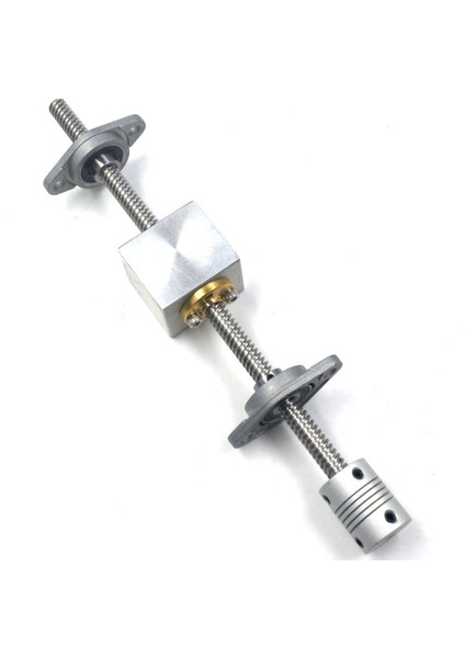 Takım 200MM Uzunluk 8mm Dia Gümüş Dikey 2mm Kurşun Vida Çubuk ve Yastık Blok Monteli Rulman T8 Kurşun Vida Kiti 3D Yazıcı Için (Yurt Dışından)