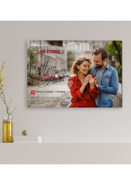 Sevgililere Özel Romantik Film Afişi Tasarımlı Kanvas Tablo-2(Sadece Yatay Fotoğraflar Için), Sevgiliye Hediye, Yıl Dönümü Hediyesi (30X50CM)