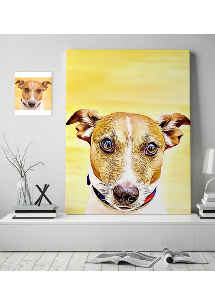 Kişiye Özel Evcil Dost Dijital Art Köpek Pet Kanvas Tablo (50 x 70 Cm.) 1