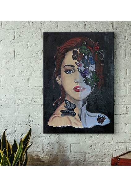 El Yapımı Içimdeki Kelebekler Temalı Akrilik Tuval Tablo (50X70 Cm)