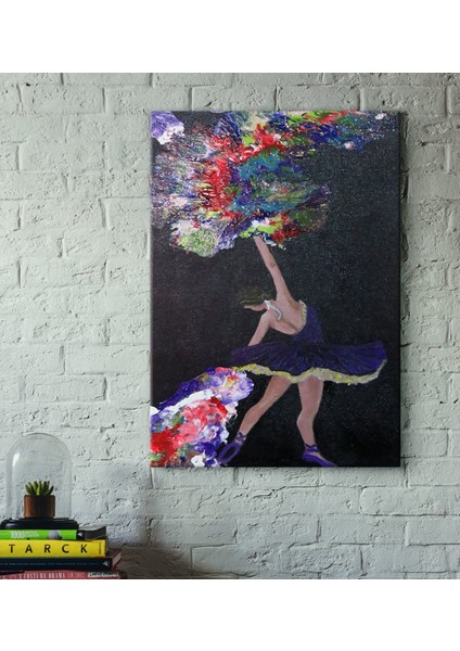 El Yapımı Renklerin Içindeki Balerin Akrilik Tuval Tablo (30X50 Cm)