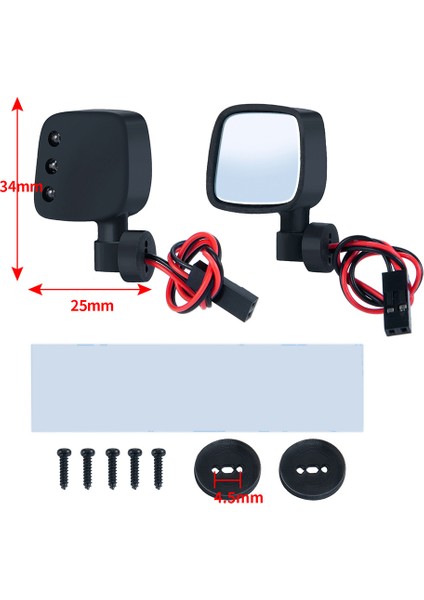 1/10 Eksenel SCX10 Iı Iıı Rc Araba Için LED Işıklı Dikiz Aynası (Yurt Dışından) modelleri