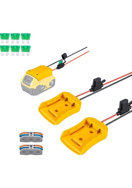 Sigorta ve Tel Terminalleri ile 20V Pil Için 2 Paket Güç Tekerleği Adaptörü, Lityum Pil, Rc Araba Için Güç Konektörü (Yurt Dışından)