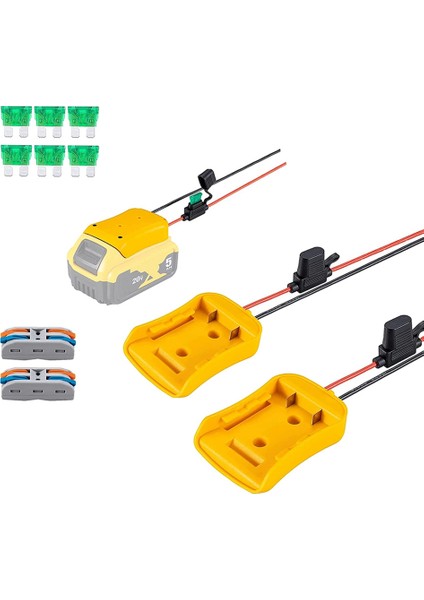 Sigorta ve Tel Terminalleri ile 20V Pil Için 2 Paket Güç Tekerleği Adaptörü, Lityum Pil, Rc Araba Için Güç Konektörü (Yurt Dışından)