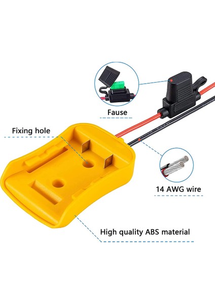 Sigorta ve Tel Terminalleri ile 20V Pil Için 2 Paket Güç Tekerleği Adaptörü, Lityum Pil, Rc Araba Için Güç Konektörü (Yurt Dışından)