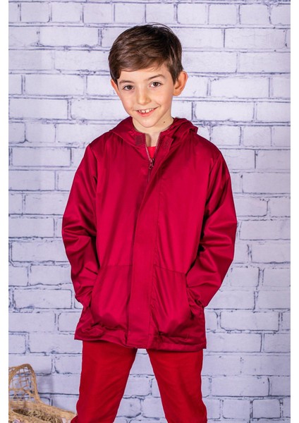 Erkek Çocuk Kapüşonlu Pamuk Astarlı Yağmurluk