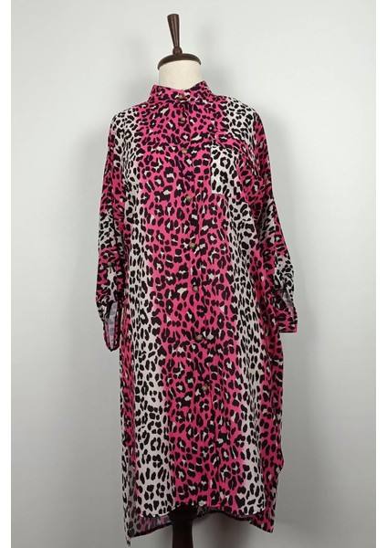 Leopar Desenli Tunik Fuşya T1674