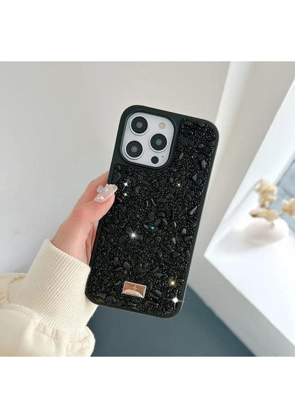 Apple iPhone 14 Pro Max Sw Taşlı Premium Lüx Silikon Cep Telefonu Kılıfı