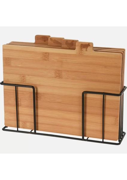 Standlı 4 Lü Bambu Kesme Tahtası 28X20X7 cm