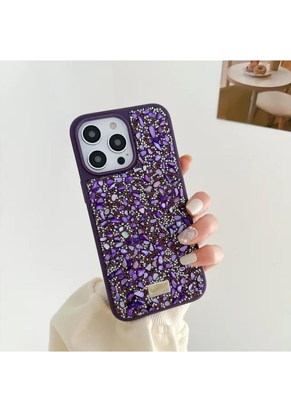 Apple iPhone 14 Sw Taşlı Premium Lüx Silikon Cep Telefonu Kılıfı