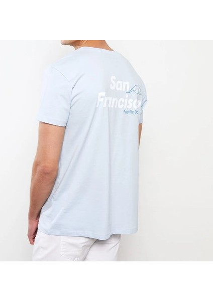 Erkek Açık Mavi Bisiklet Yaka T-Shirt fiyatları