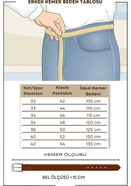 % 100 Deri Spor/kot Erkek Kemeri