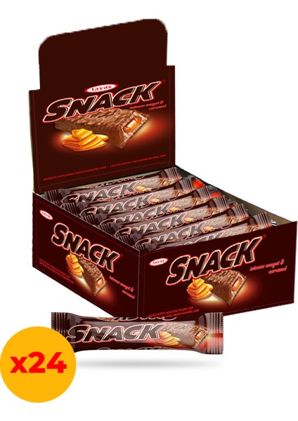 Snack Sütlü Karamelli Nuga Bar 20 gr x 24 Adet Kutulu