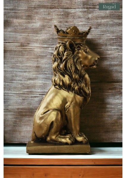 Biblo Dekoratif Heykel Taçlı Aslan Biblosu Altın Eskitme Model 34 fiyatları