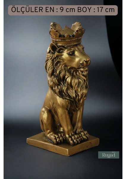 Biblo Dekoratif Heykel Taçlı Aslan Biblosu Altın Eskitme Model 34 modelleri
