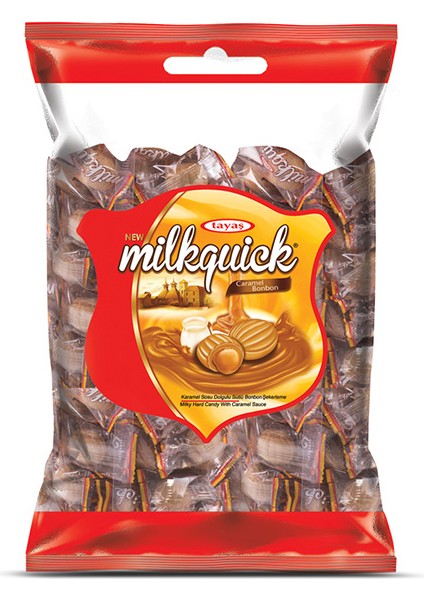 Milkquick Karamel Sosu Dolgulu Sütlü Bonbon Sert Şeker 1 kg Poşet