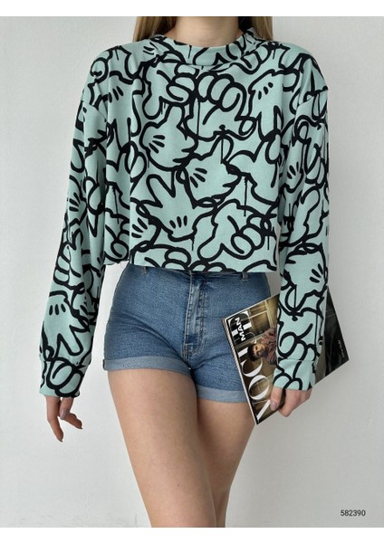2 Iplik Crop Oversize Kadın Sweatshirt fiyatları