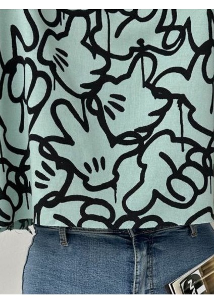 2 Iplik Crop Oversize Kadın Sweatshirt indirimleri
