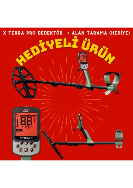 x Terra Pro Dedektör + Zemin Tarama Dedektörü Hediye