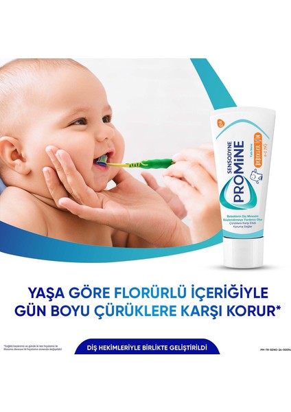 Promine 0-2 Yaş Bebekler İçin Yapay Aroma&tatlandırıcı İçermeyen Diş Macunu 50 ml x 2 Adet