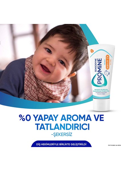 Promine 0-2 Yaş Bebekler İçin Yapay Aroma&tatlandırıcı İçermeyen Diş Macunu 50 ml x 2 Adet