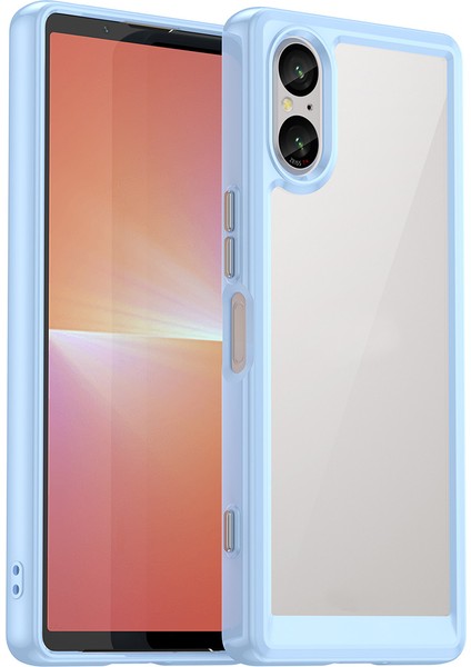 Sony Xperia 5 V Için Şeffaf Pc Arka Tpu Tampon Telefon Kılıfı - Mavi (Yurt Dışından)
