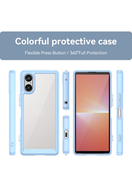 Sony Xperia 5 V Için Şeffaf Pc Arka Tpu Tampon Telefon Kılıfı - Mavi (Yurt Dışından) fiyatları