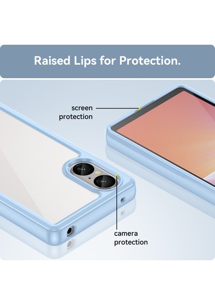 Sony Xperia 5 V Için Şeffaf Pc Arka Tpu Tampon Telefon Kılıfı - Mavi (Yurt Dışından) fırsatları