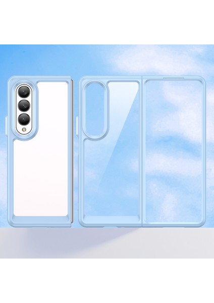Samsung Galaxy Z Fold 3 5g Için Şeffaf Pc Arka Tpu Tampon Telefon Kılıfı - Mavi (Yurt Dışından) modelleri