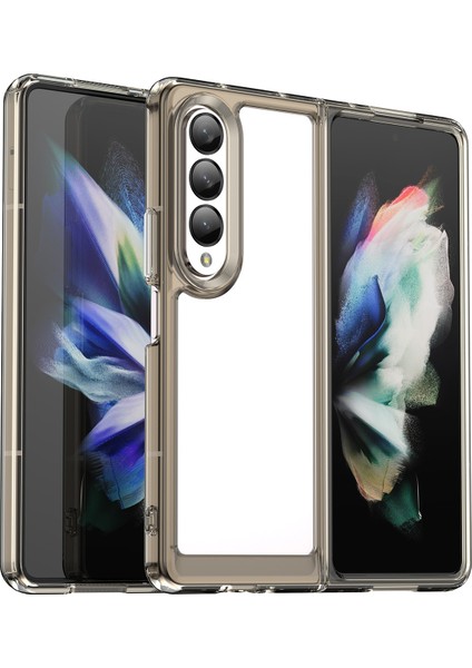 Samsung Galaxy Z Fold 3 5g Için Şeffaf Pc Arka Tpu Tampon Telefon Kılıfı - Gri (Yurt Dışından)