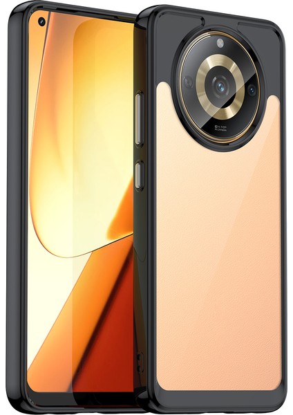 REALME11 5g Için Şeffaf Pc Arka Tpu Tampon Telefon Kılıfı - Siyah (Yurt Dışından)