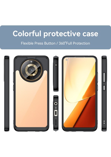 REALME11 5g Için Şeffaf Pc Arka Tpu Tampon Telefon Kılıfı - Siyah (Yurt Dışından) fiyatları