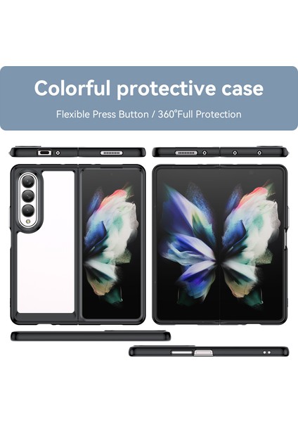 Samsung Galaxy Z Fold 3 5g Için Şeffaf Pc Arka Tpu Tampon Telefon Kılıfı - Siyah (Yurt Dışından) fiyatları