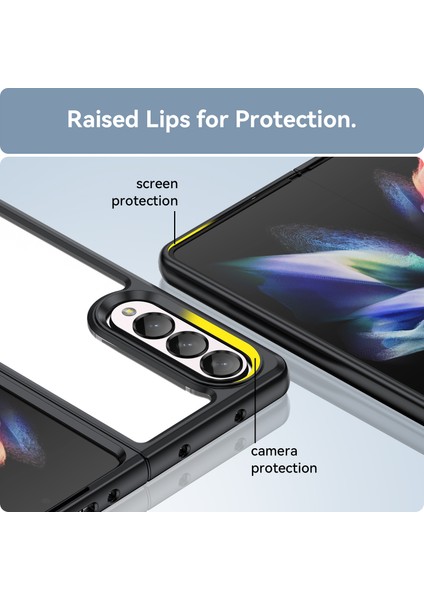 Samsung Galaxy Z Fold 3 5g Için Şeffaf Pc Arka Tpu Tampon Telefon Kılıfı - Siyah (Yurt Dışından) fırsatları