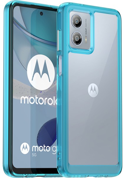 Motorola Moto G53 Için Şeffaf Pc Arka Tpu Tampon Telefon Kılıfı - Turkuvaz (Yurt Dışından)