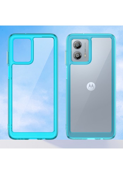 Motorola Moto G53 Için Şeffaf Pc Arka Tpu Tampon Telefon Kılıfı - Turkuvaz (Yurt Dışından)