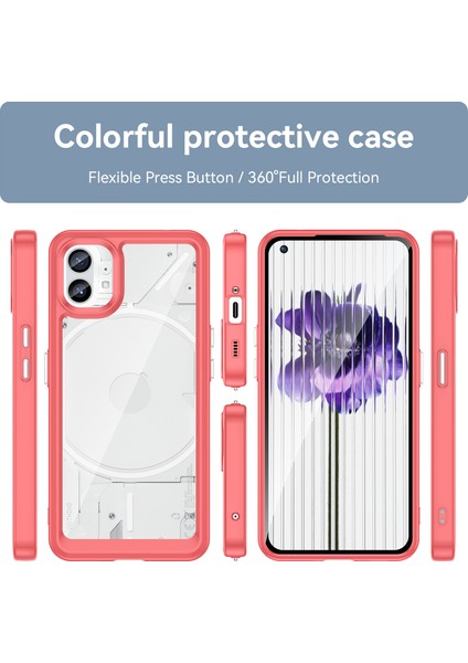 Nothing Phone 1 Için Şeffaf Pc Arka Tpu Tampon Telefon Kılıfı - Kırmızı (Yurt Dışından) fiyatları
