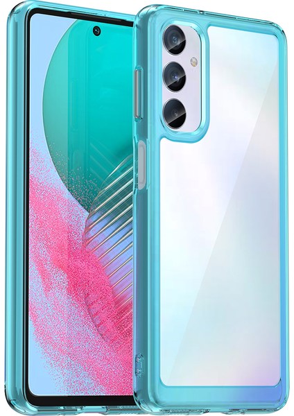 Samsung Galaxy M54 Için Şeffaf Pc Arka Tpu Tampon Telefon Kılıfı - Turkuvaz (Yurt Dışından)