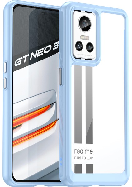 Realme Gt Neo 3 Için Şeffaf Pc Arka Tpu Tampon Telefon Kılıfı - Mavi (Yurt Dışından)