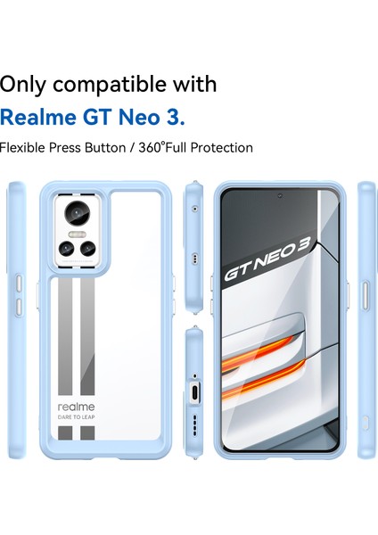 Realme Gt Neo 3 Için Şeffaf Pc Arka Tpu Tampon Telefon Kılıfı - Mavi (Yurt Dışından) fiyatları