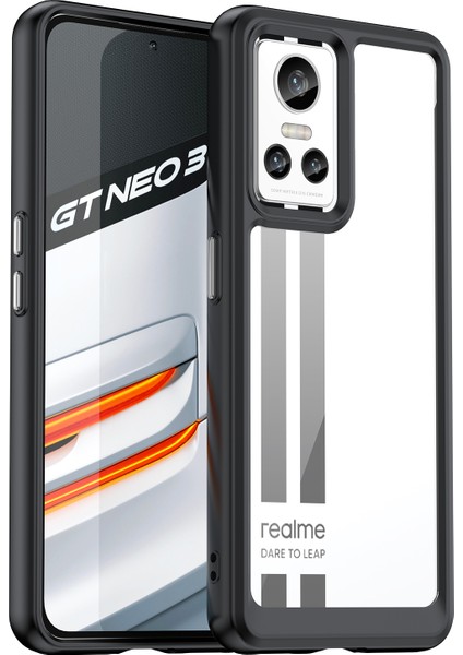 Realme Gt Neo 3 Için Şeffaf Pc Arka Tpu Tampon Telefon Kılıfı - Siyah (Yurt Dışından)