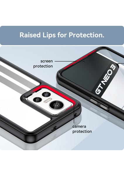 Realme Gt Neo 3 Için Şeffaf Pc Arka Tpu Tampon Telefon Kılıfı - Siyah (Yurt Dışından) fırsatları
