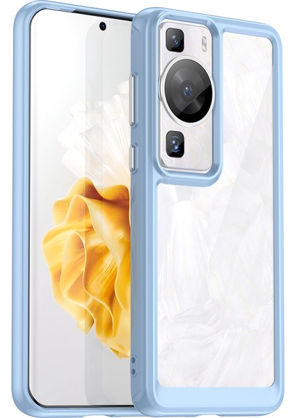 Huawei P60 / P60 Pro Için Şeffaf Pc Arka Tpu Tampon Telefon Kılıfı - Mavi (Yurt Dışından)