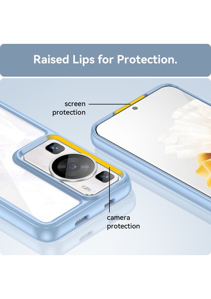 Huawei P60 / P60 Pro Için Şeffaf Pc Arka Tpu Tampon Telefon Kılıfı - Mavi (Yurt Dışından) indirimleri