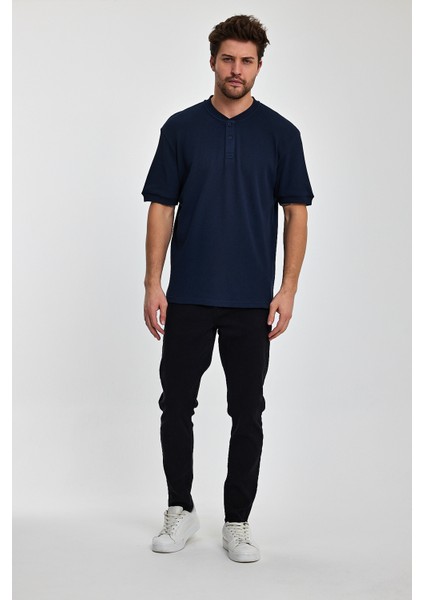 Erkek Önü Düğmeli Bisiklet Yaka T-Shirt RD24YE002737