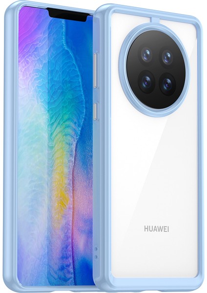 Huawei Mate 50 Pro Için Şeffaf Pc Arka Tpu Tampon Telefon Kılıfı - Mavi (Yurt Dışından)