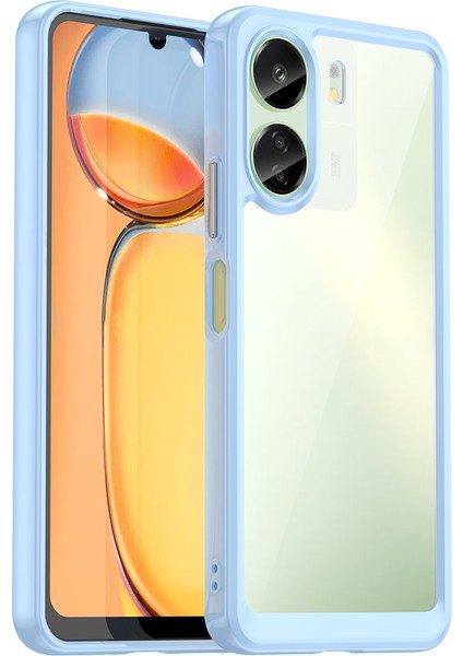 Xiaomi Redmi 13C /poco C65 Için Şeffaf Pc Arka Tpu Tampon Telefon Kılıfı - Mavi (Yurt Dışından)