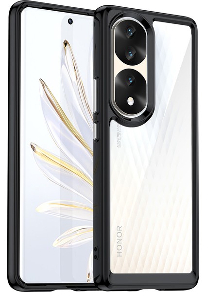 Honor 70 Pro Için Şeffaf Pc Arka Tpu Tampon Telefon Kılıfı - Siyah (Yurt Dışından)