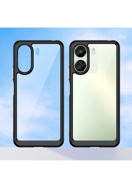 Xiaomi Redmi 13C /poco C65 Için Şeffaf Pc Arka Tpu Tampon Telefon Kılıfı - Siyah (Yurt Dışından) fırsatları