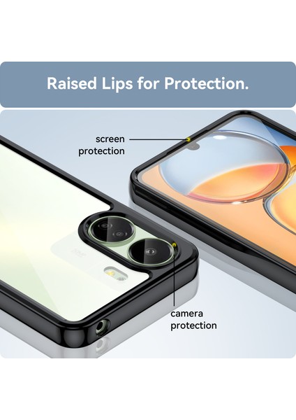 Xiaomi Redmi 13C /poco C65 Için Şeffaf Pc Arka Tpu Tampon Telefon Kılıfı - Siyah (Yurt Dışından) indirimleri